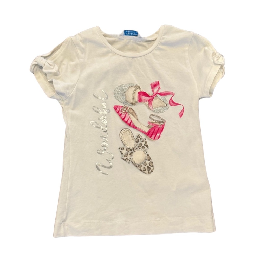 Mayoral girls “wonderful” shoes t-shirt in like new condition size 6